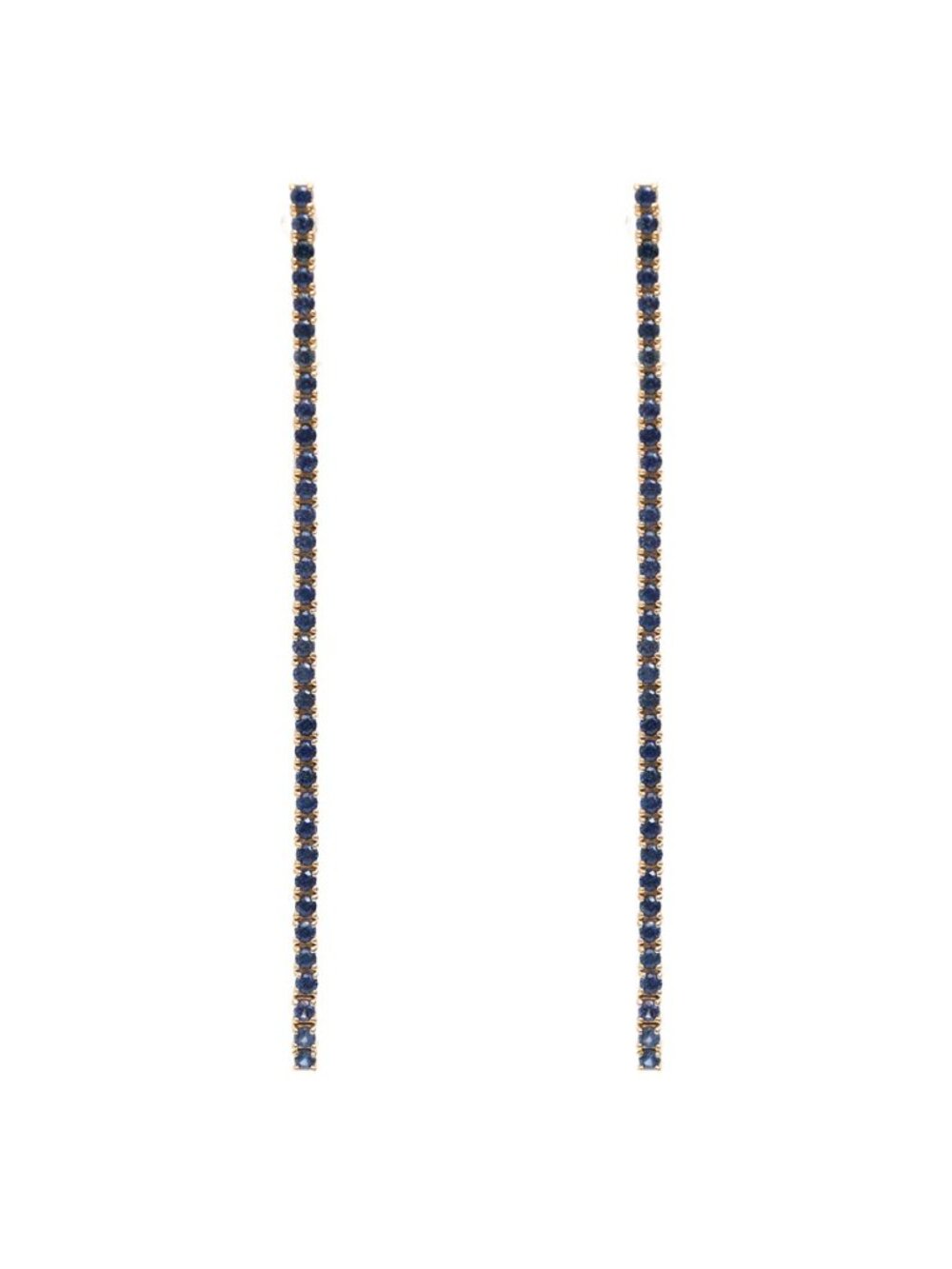 Blue Sapphire Linear 18K White Gold Drop Earrings